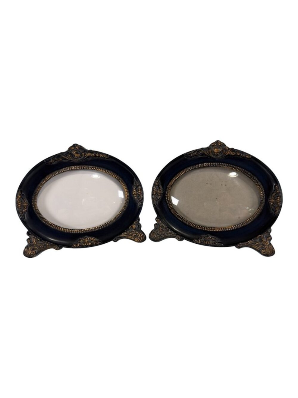 VTG Raj Victorian Ornate Oval Picture Frame Domed Glass Set of 2